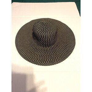 Women's Extra-Wide Brim Floppy Sun Hat Black Tan Travel Foldable Small